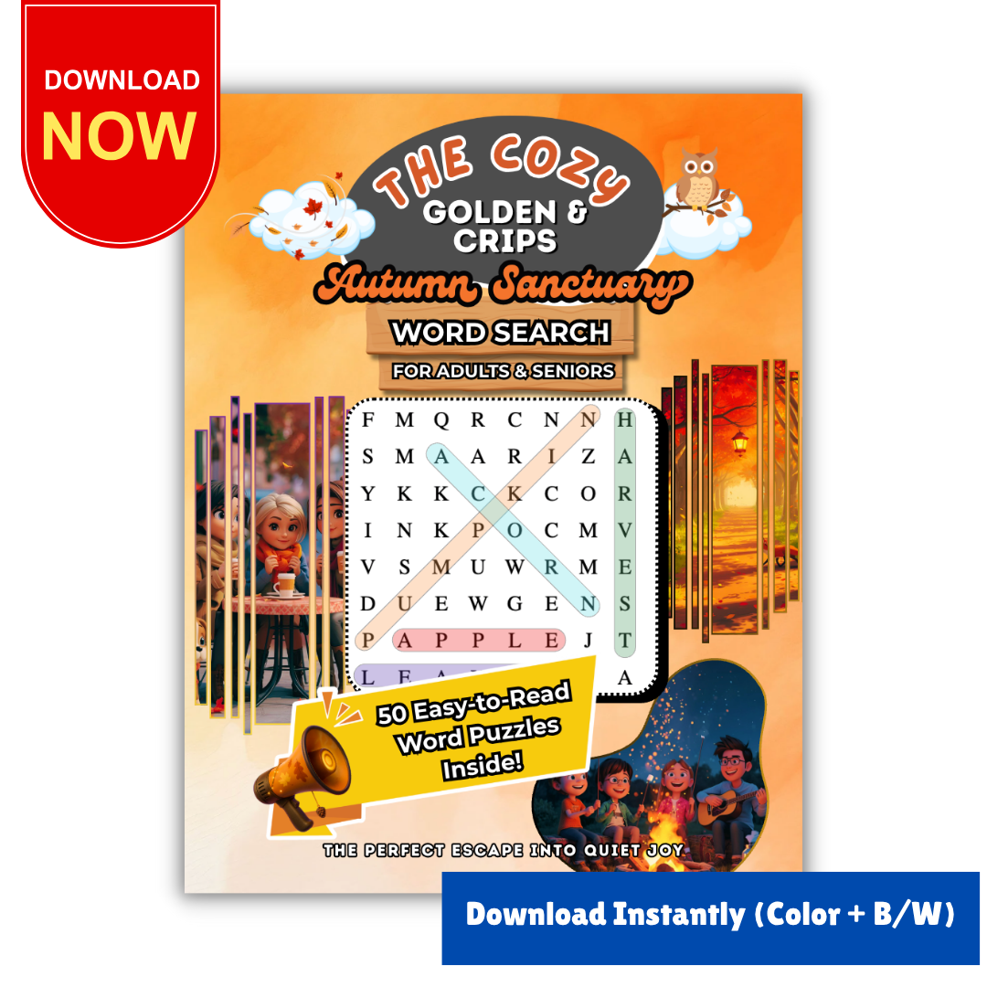 The Cozy Golden & Crisp Autumn Sanctuary Word Search Book