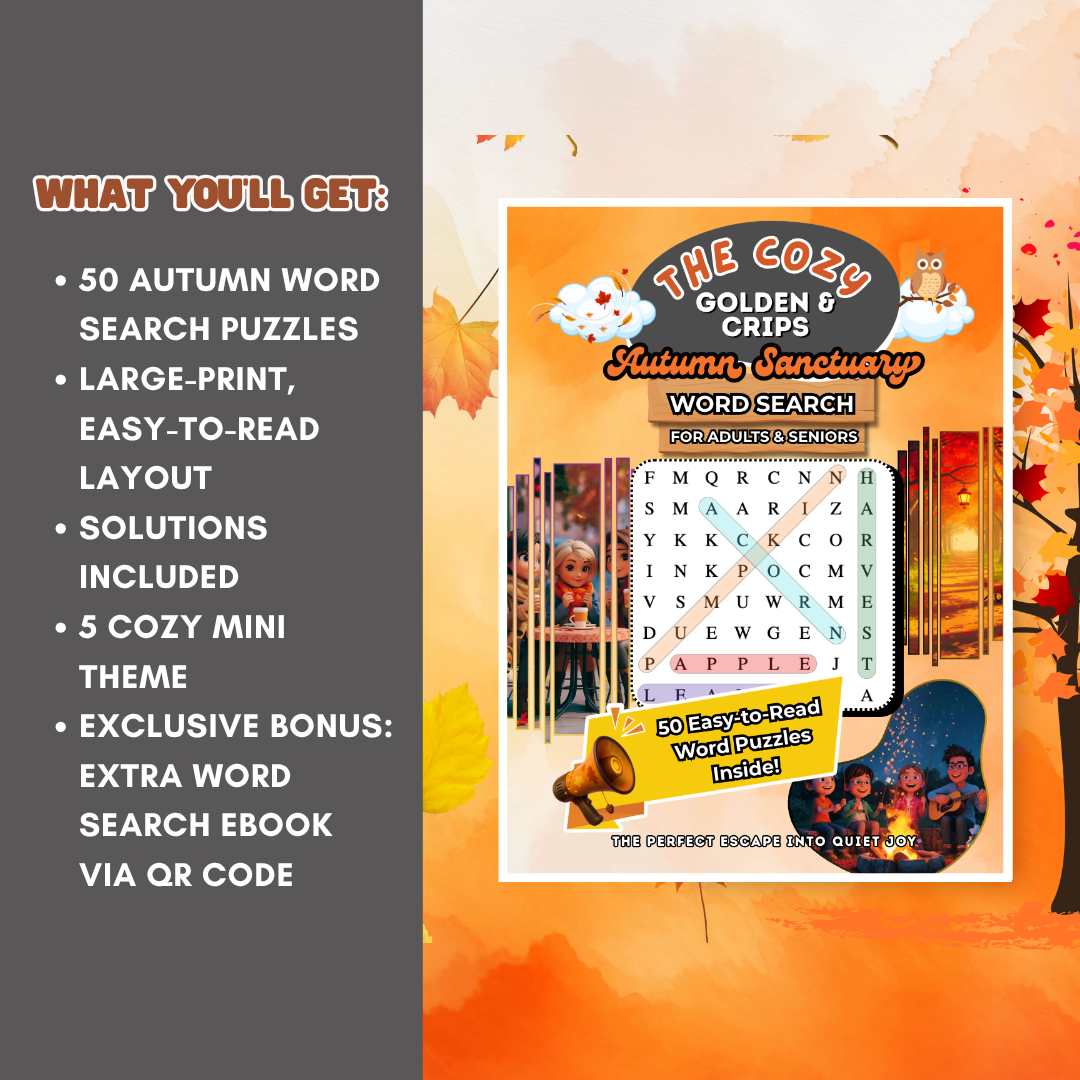 The Cozy Golden & Crisp Autumn Sanctuary Word Search Book