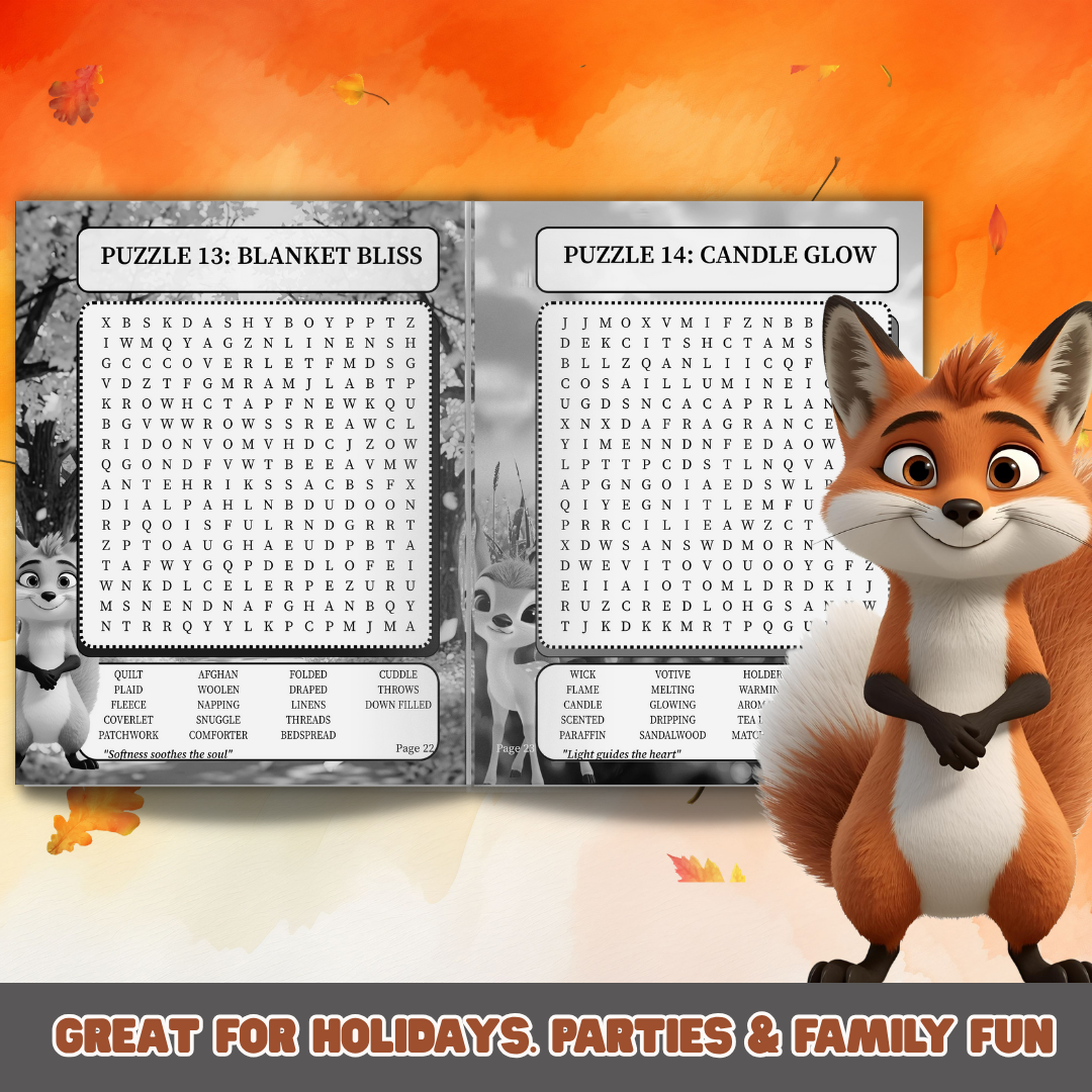 The Cozy Golden & Crisp Autumn Sanctuary Word Search Book