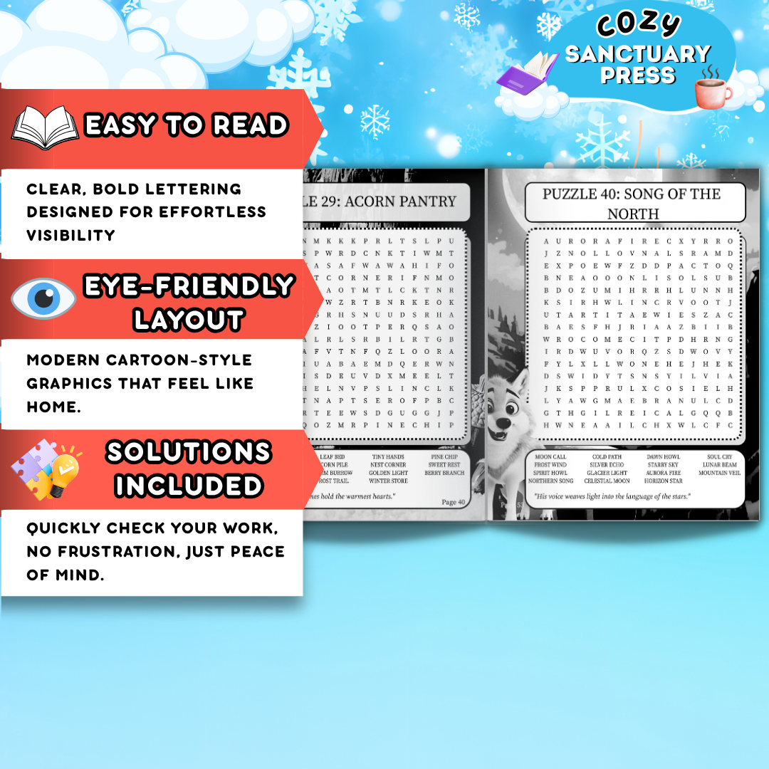 The Cozy Frost and Flannel Winter Sanctuary Word Search Puzzle Book
