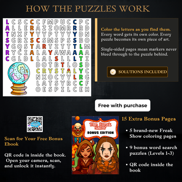Creepy Circus Coloring & Puzzle Fun